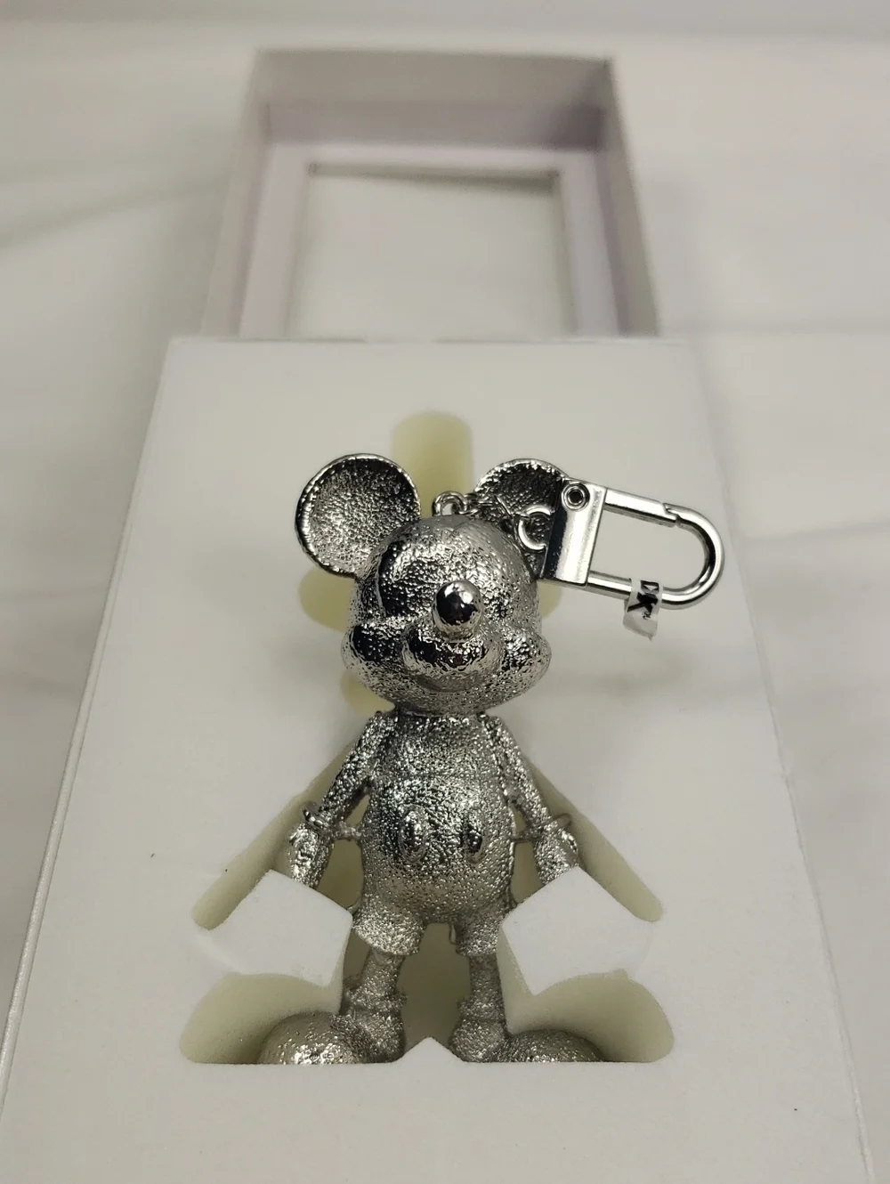 Disney x Baublebar Silver Metallic Mickey Mouse Bag Charm Keychain New In Box